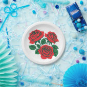 赤いバラの花束 フォーマルウェディング ペーパープレート (パーティー)