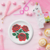 赤いバラの花束 フォーマルウェディング ペーパープレート (パーティー)