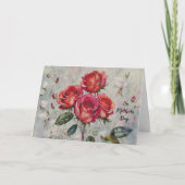 赤いバラの花束 フラワーアート ヴィンテージ 母の日 カード (正面)