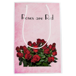 赤いバラの花束 ミディアムペーパーバッグ