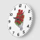 赤いバラの花束 ラージ壁時計 (傾斜)