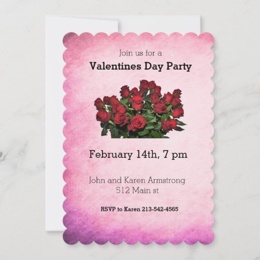 赤いバラの花束 招待状 (正面)