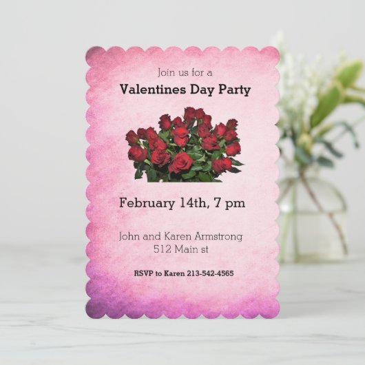 赤いバラの花束 招待状 (スタンド正面)