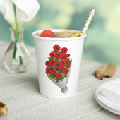 赤いバラの花束 紙コップ