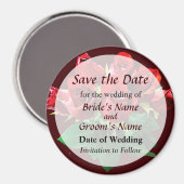 赤いバラの花束 Save the Date マグネット (正面/裏面)