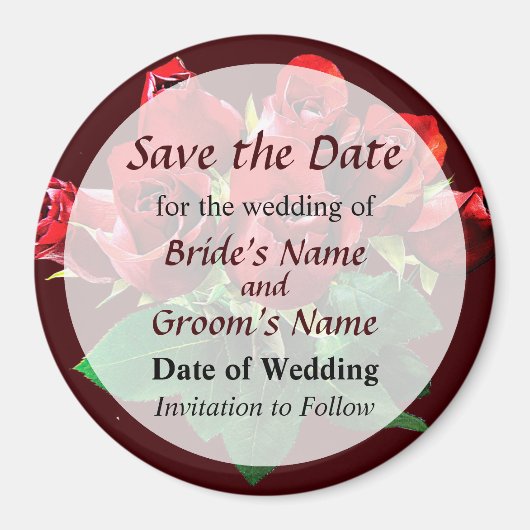 赤いバラの花束 Save the Date マグネット (正面)