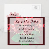赤いバラの花束 Save the Date 案内ポストカード (正面/裏面)