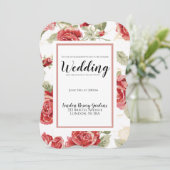 赤いバラの花柄クラシックプリント　オブ・オナー犬 案内状 (スタンド正面)