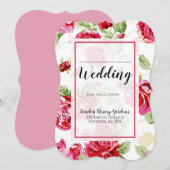 赤いバラの花柄クラシックプリント　オブ・オナー発表 案内状 (正面/裏面)