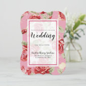 赤いバラの花柄クラシックプリント　オブ・オナー発表 案内状 (スタンド正面)