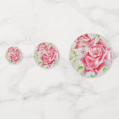 赤いバラの花柄パーティープレート コンフェッティ (正面)