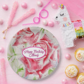 赤いバラの花柄紙パーティプレート ペーパープレート (パーティー)