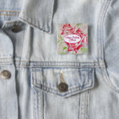 赤いバラの花柄紙パーティプレート 缶バッジ (インサイチュ)