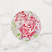 赤いバラの花柄紙パーティープレート コンフェッティ (スモール正面)