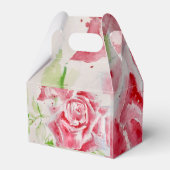 赤いバラの花柄紙パーティープレート フェイバーボックス (裏面サイド)