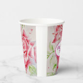 赤いバラの花柄紙パーティープレート 紙コップ (右)