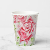 赤いバラの花柄 水彩 結婚式 紙コップ (裏面)