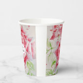赤いバラの花柄 水彩 結婚式 紙コップ (左)