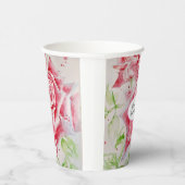 赤いバラの花柄 水彩 結婚式 紙コップ (右)