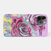 赤いバラの花水彩画フラワーフラワー Case-Mate iPhoneケース (裏面(横))