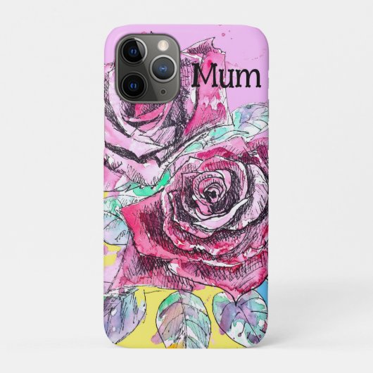 赤いバラの花水彩画フラワーフラワー Case-Mate iPhoneケース (裏)