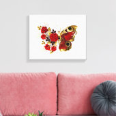 赤いバラの花蝶 キャンバスプリント (インサイチュ (リビング))