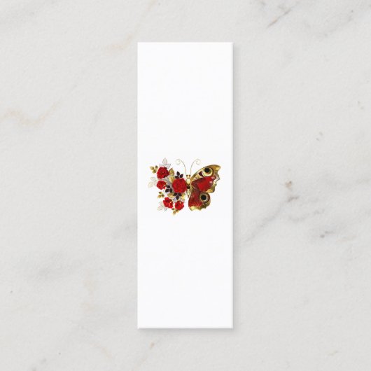赤いバラの花蝶 スキニー名刺 (正面)