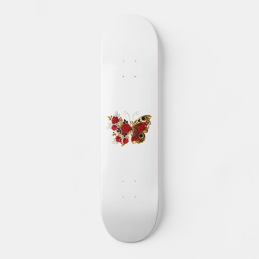 赤いバラの花蝶 スケートボード (正面)