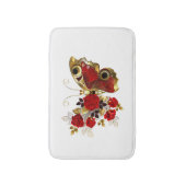 赤いバラの花蝶 バスマット (正面縦)