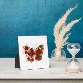 赤いバラの花蝶 フォトプラーク (インサイチュ)