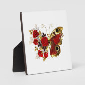 赤いバラの花蝶 フォトプラーク (正面)