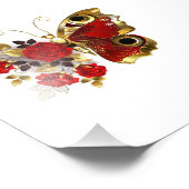 赤いバラの花蝶 フォトプリント            (角)