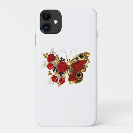 赤いバラの花蝶 Case-Mate iPhoneケース (裏面)