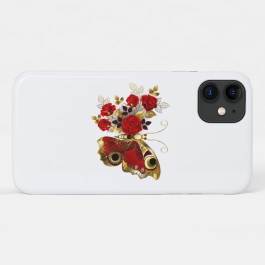 赤いバラの花蝶 Case-Mate iPhoneケース (裏面(横))