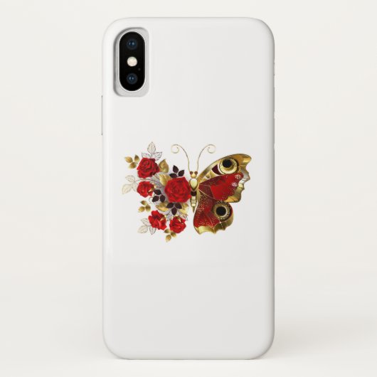 赤いバラの花蝶 Case-Mate iPhoneケース (裏面)