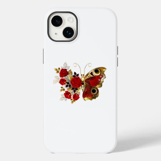 赤いバラの花蝶 Case-Mate iPhoneケース (裏面)