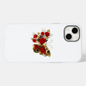 赤いバラの花蝶 Case-Mate iPhoneケース (裏面 (横))