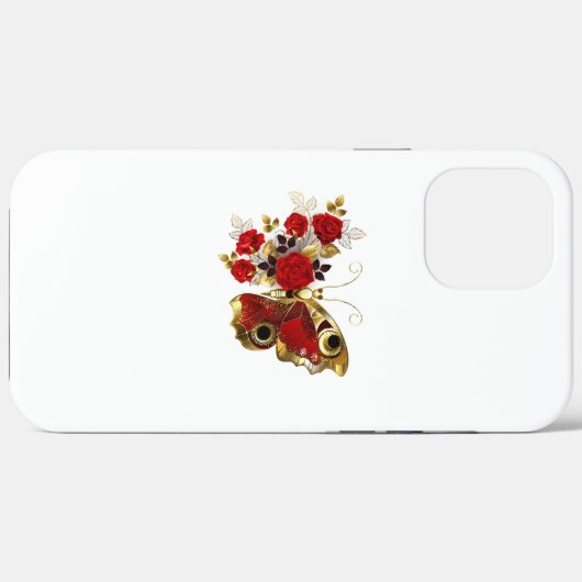赤いバラの花蝶 Case-Mate iPhoneケース (裏面 (横))