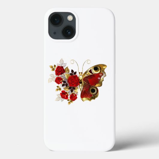 赤いバラの花蝶 Case-Mate iPhoneケース (裏面)