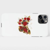 赤いバラの花蝶 iPhoneケース (裏面横)