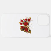 赤いバラの花蝶 iPhoneケース (裏面横)