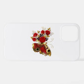 赤いバラの花蝶 iPhoneケース (裏面横)