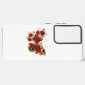 赤いバラの花蝶 SAMSUNG GALAXYケース (裏面横)