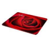 赤いバラの花 ガラス製まな板 カッティングボード (角)