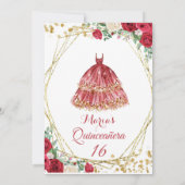 赤いバラの花 スイート16歳の誕生日パーティー招待状 招待状 (裏面)