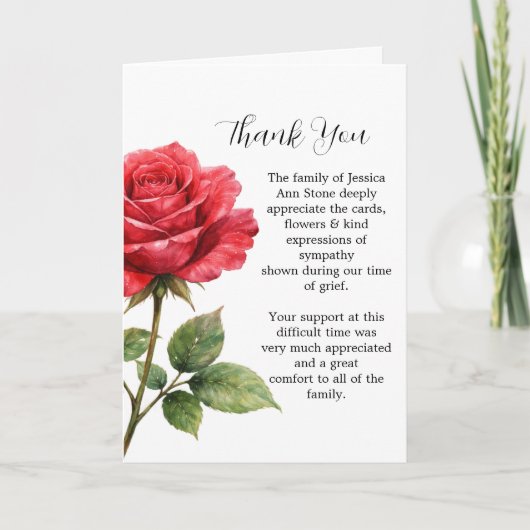 赤いバラの花 フルール 葬儀 喪中御礼 招待状 (正面)