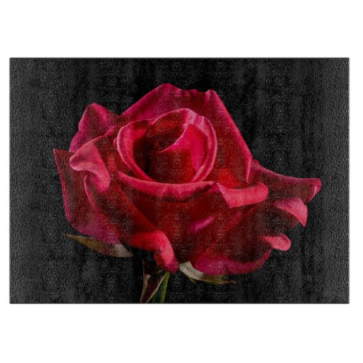 赤いバラの花 フローラルブルーム カッティングボード (正面)