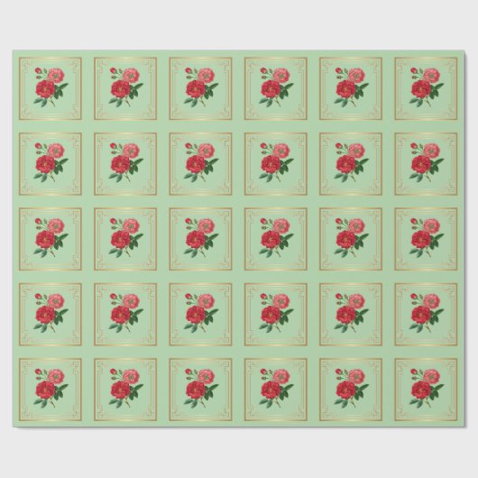 赤いバラの花 ラッピングペーパー (フラット)