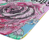 赤いバラの花 水彩画 フラワーアート カッティングボード (角)
