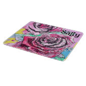 赤いバラの花 水彩画 フラワーアート カッティングボード (角)